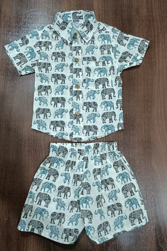 Boy's Elephant Ethnic Print Co-Ord Set