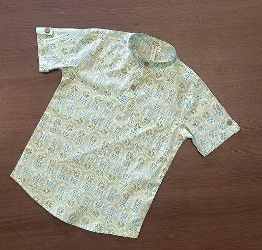 Boy's Pineapple Printed Half-Sleeves Kurta