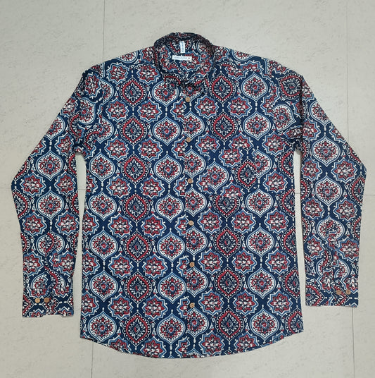 Men's Ethnic Ajrakh Printed Full-Sleeves Shirts