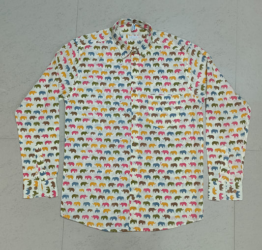 Men's Elephant Multi Color Printed Full-Sleeves Shirts