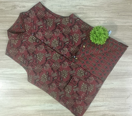 Maroon Reversible Jacket for Women With Ajrakh Print