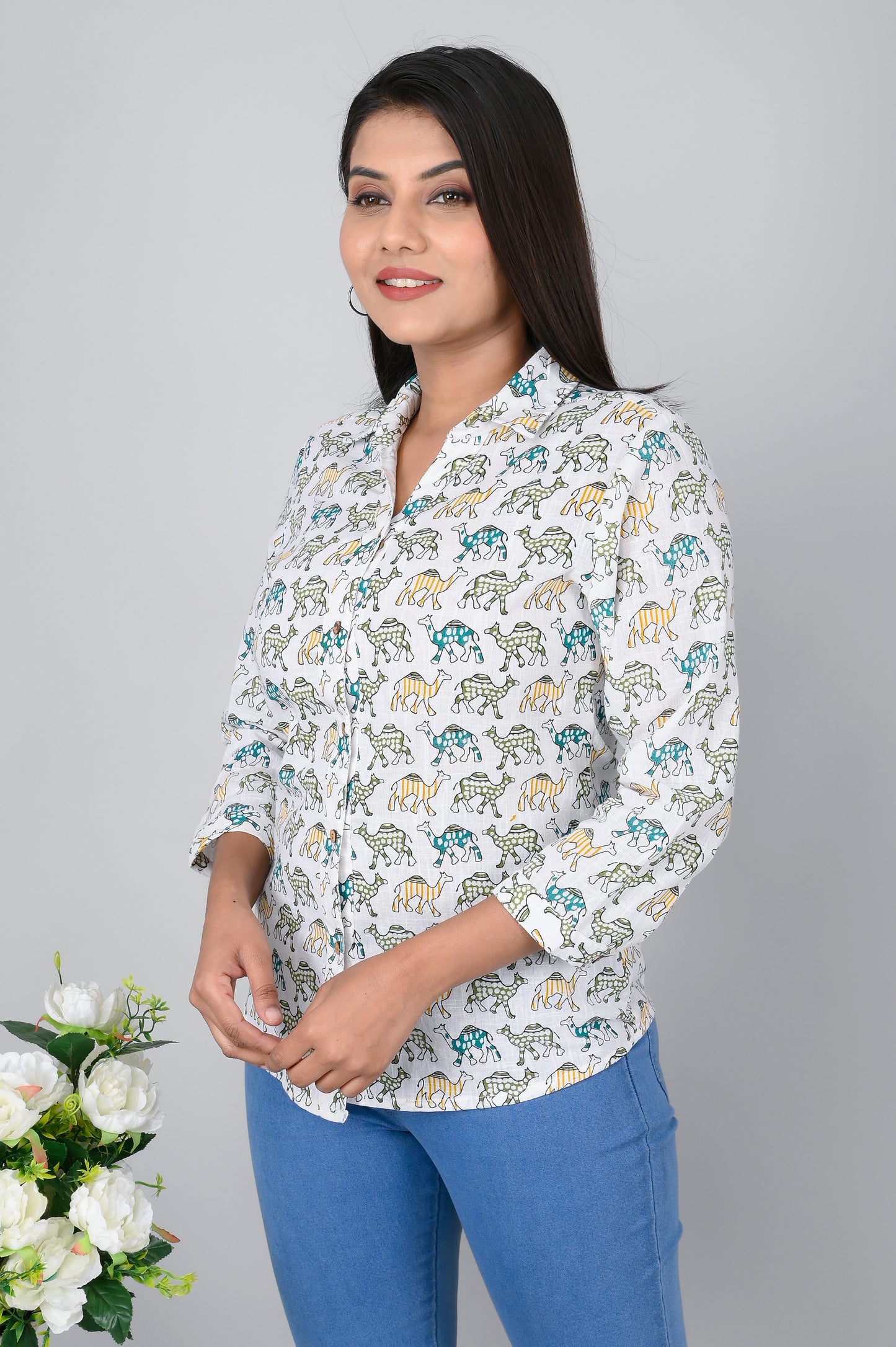 Women's Ethnic Camel Printed Shirts