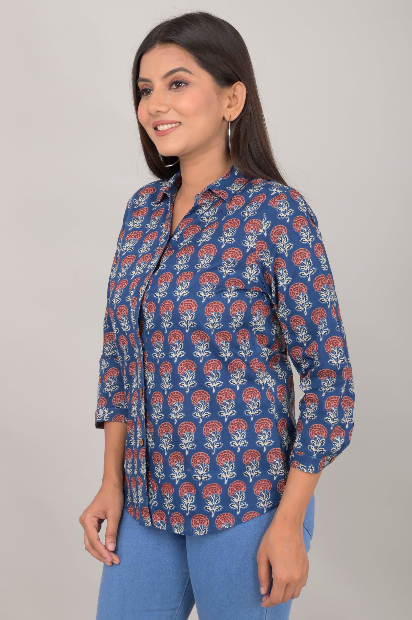 Women's Ethnic Buti Printed Shirts