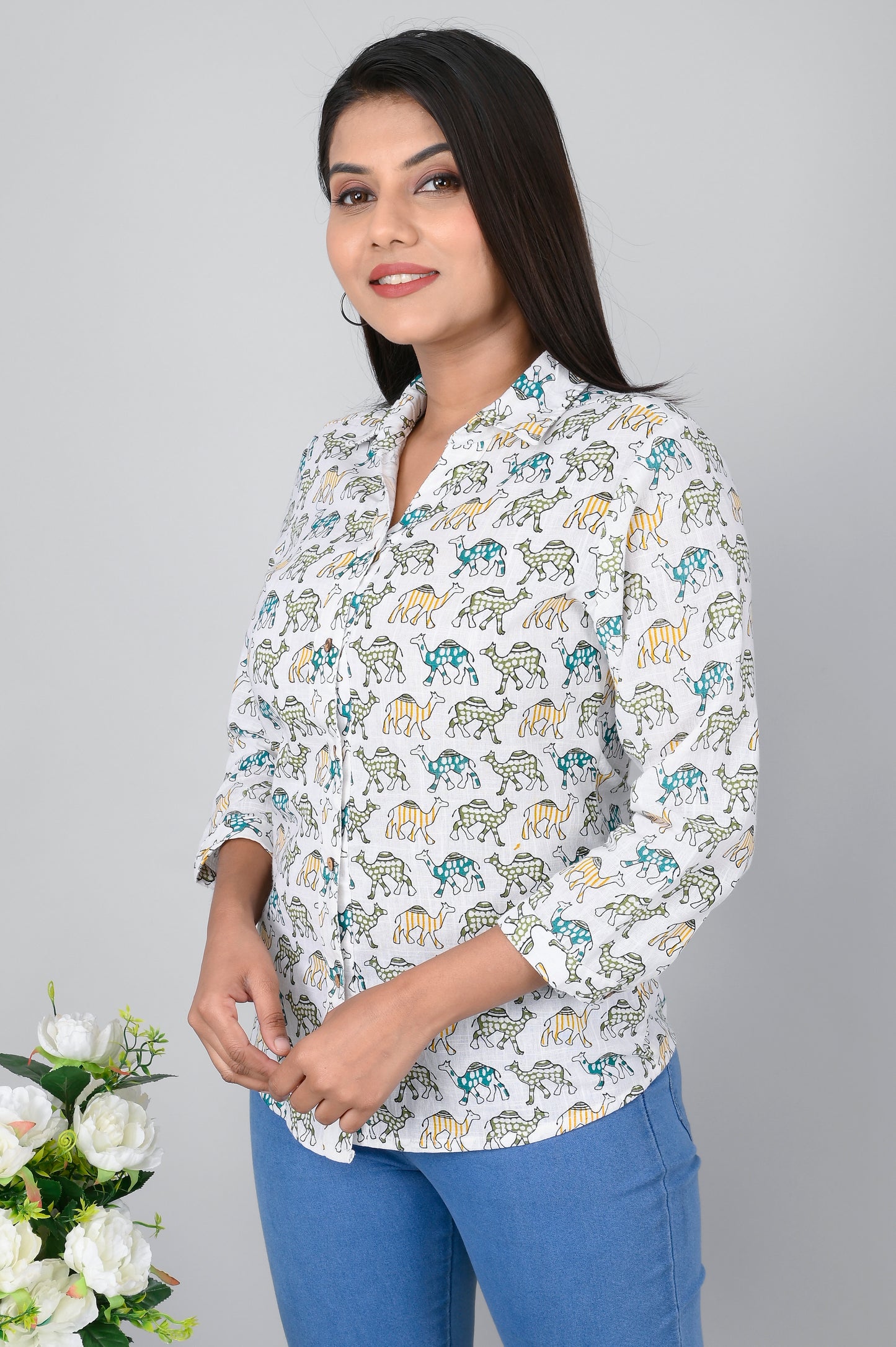 Women's Ethnic Camel Printed Shirts